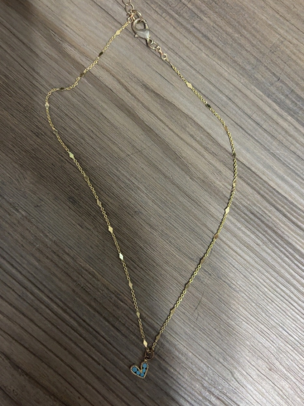 Gold Necklace with Turquoise Heart Pendant
